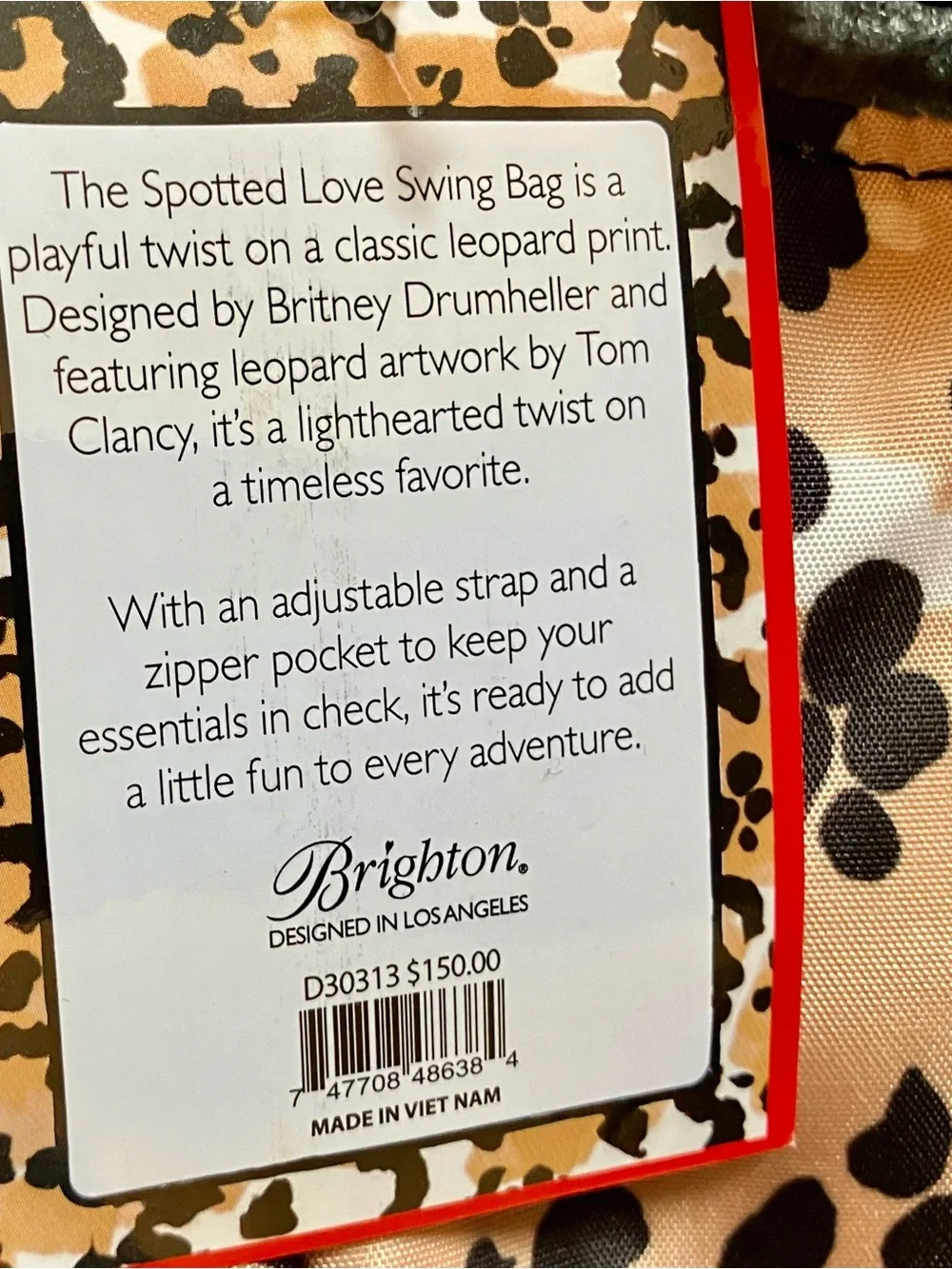 Brighton Love Crossbody Bag in Leopard Print with Black and Red Trim